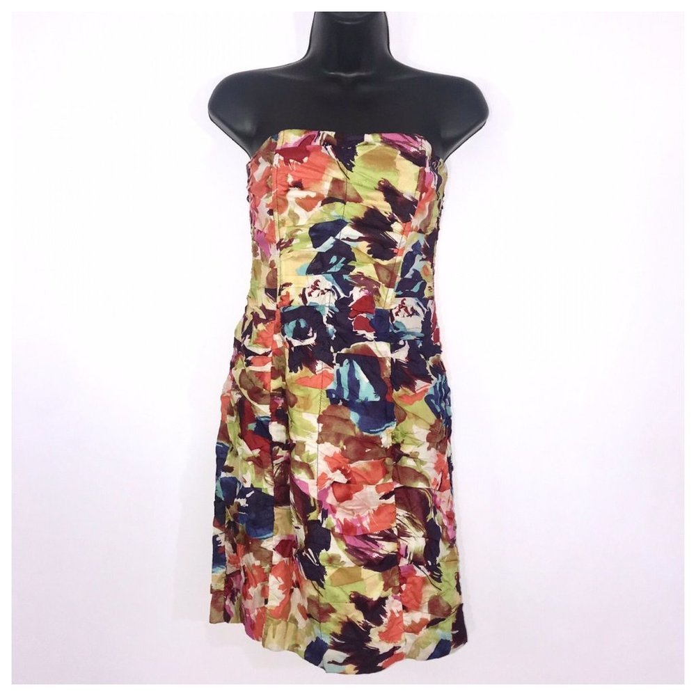 Green Multi-Color Mini Dress Size 4